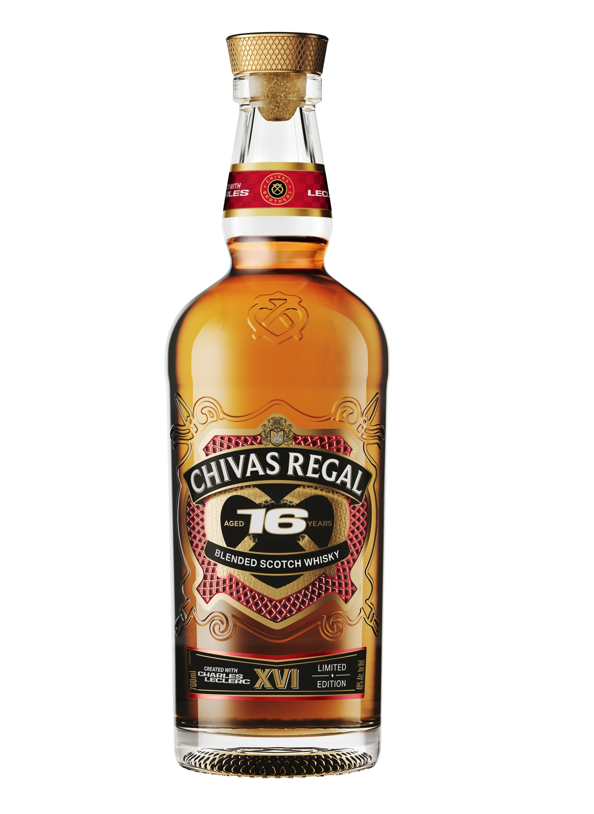 Botella de la edición limitada Chivas Regal × Charles Leclerc 16